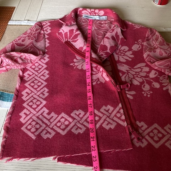 Rundholz asymmetric silk and wool zip up jacket pink size small - Picture 7 of 7